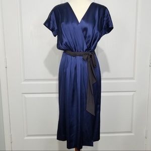 MaxMara Silk Blue Wrap Dress sz 12 - Italy